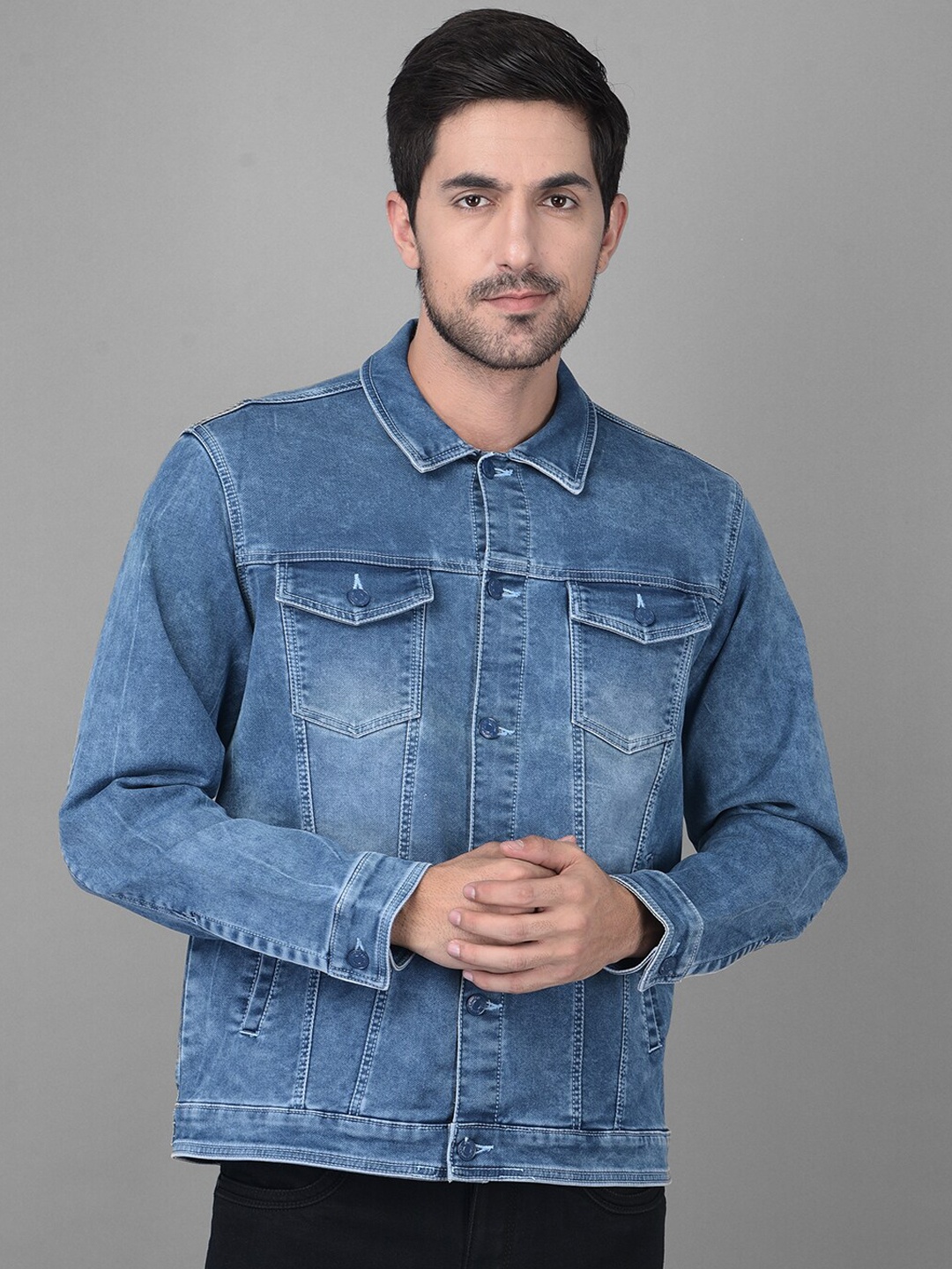 

Canary London Men Blue Washed Denim Jacket