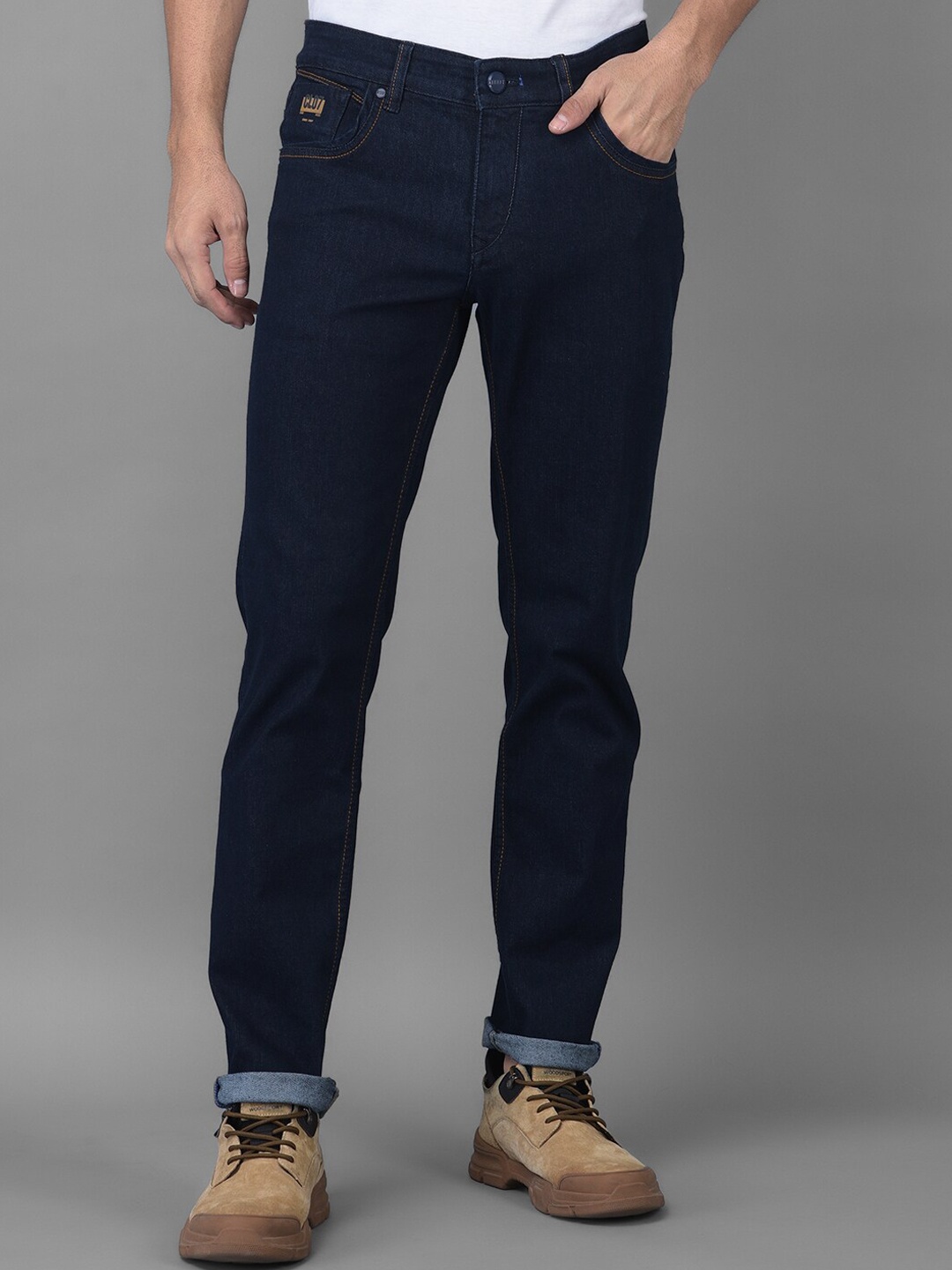 

Canary London Men Dark Blue Smart Slim Fit Low-Rise Stretchable Jeans