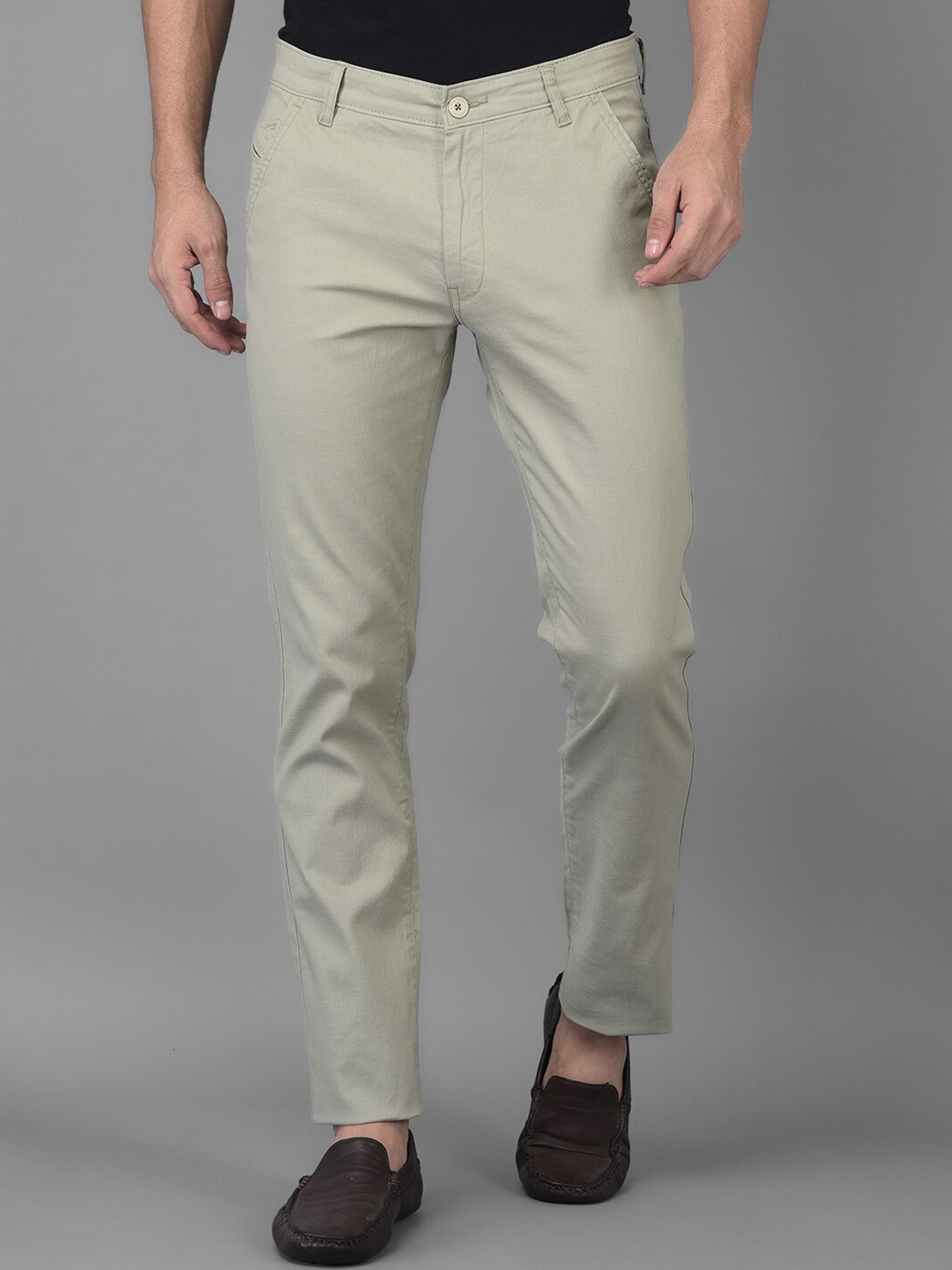 

Canary London Men Green Smart Slim Fit Wrinkle Free Trousers