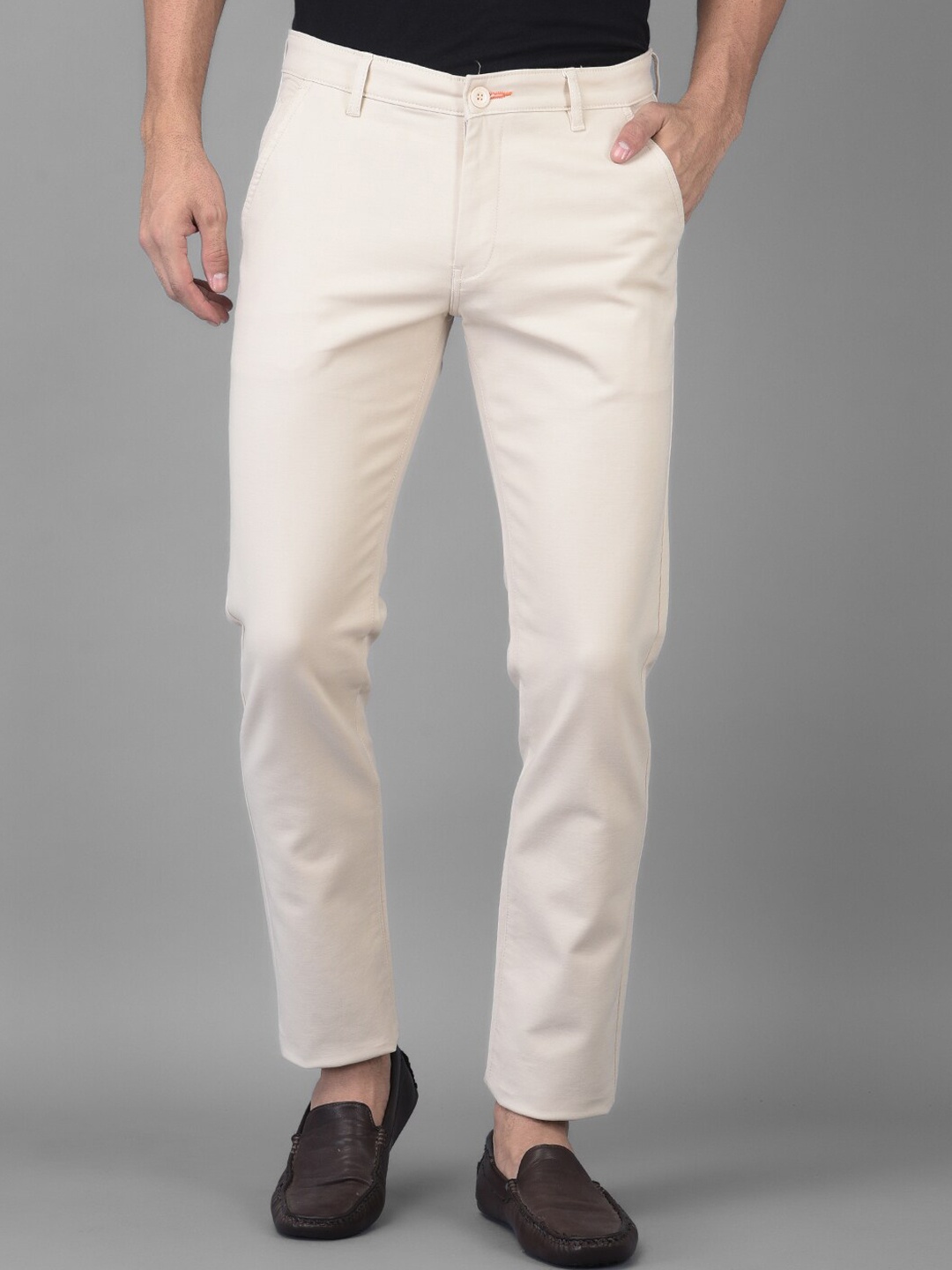 

Canary London Men Beige Smart Slim Fit Wrinkle Free Trousers