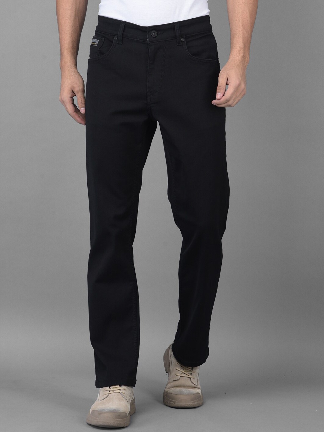 

Canary London Men Black Smart Straight Fit Low-Rise Printed Stretchable Jeans