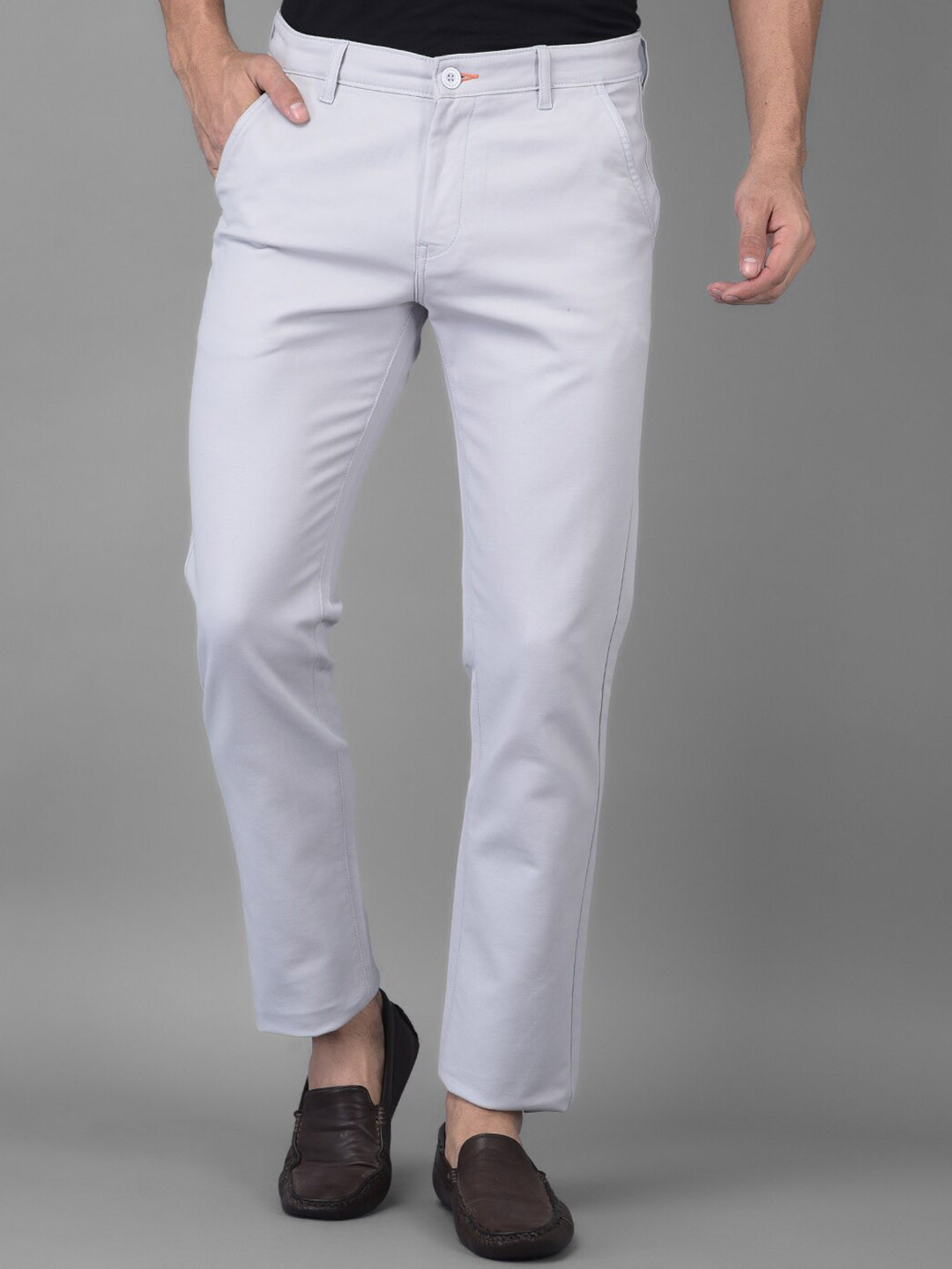 

Canary London Men Grey Smart Slim Fit Wrinkle Free Trousers