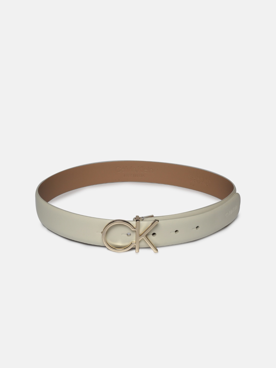 

Calvin Klein Jeans Women Off-White Solid Leather Belt
