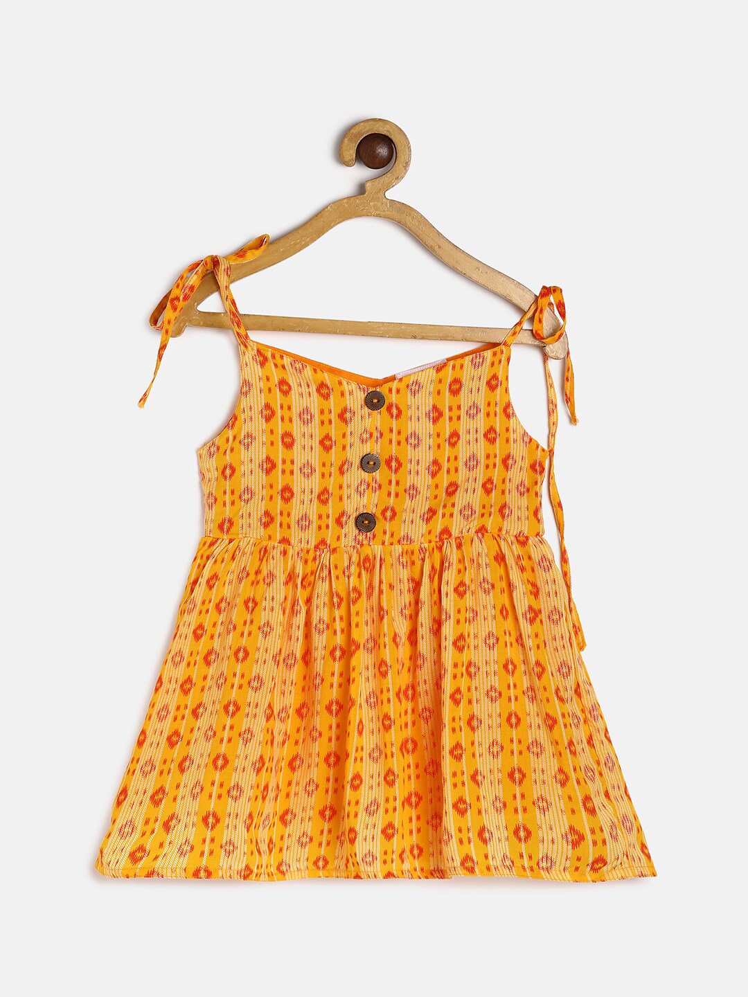 

MANET Yellow Floral Ethnic A-Line Dress