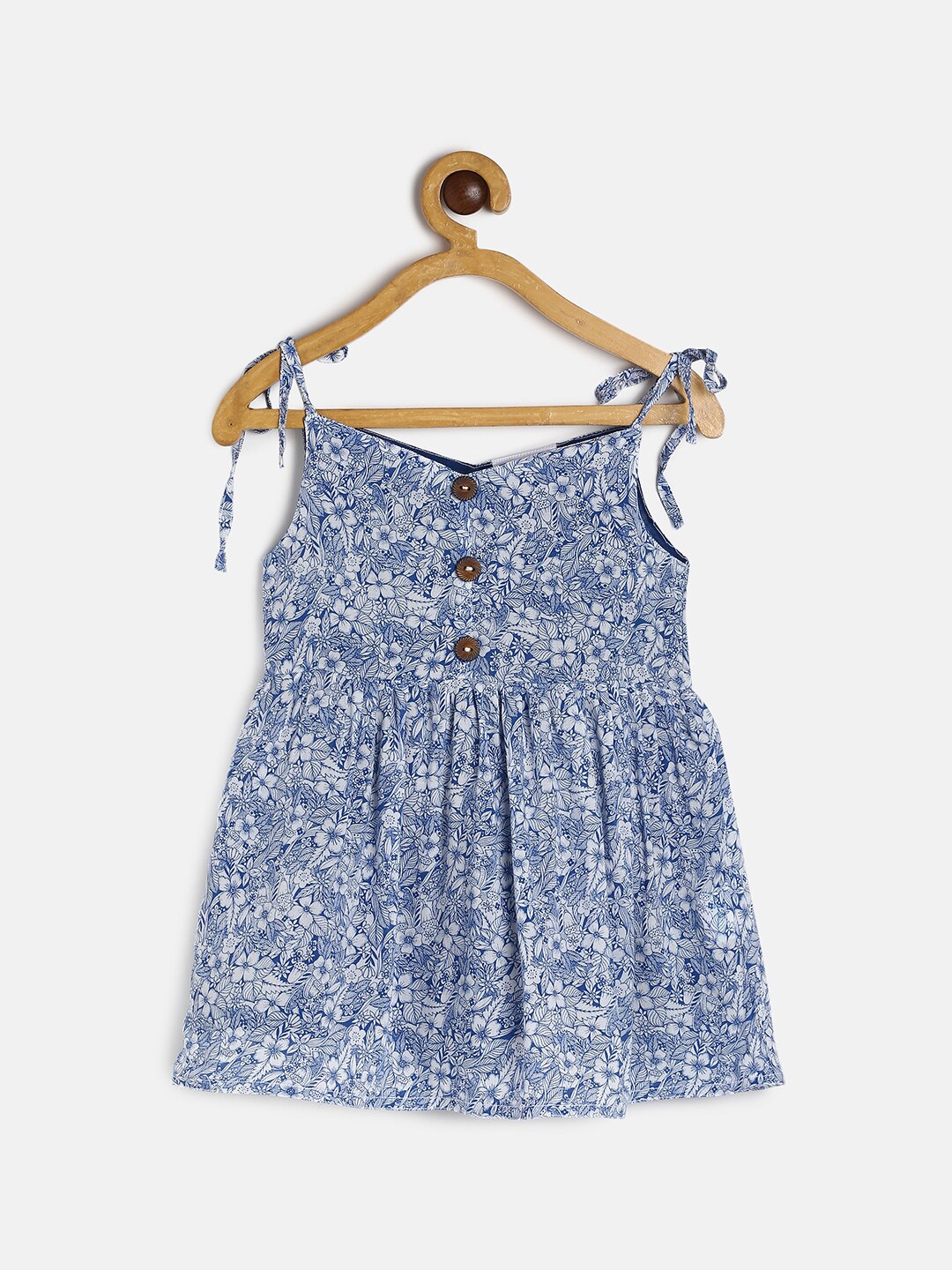 

MANET Blue Girls Floral Printed Dress