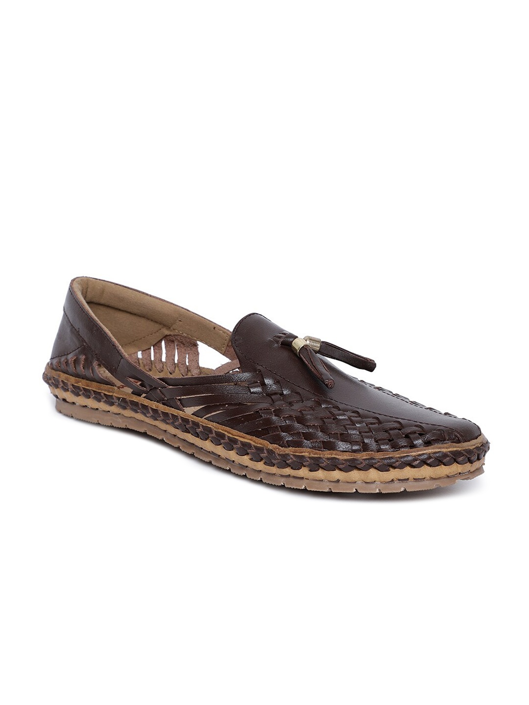 

Fabindia Men Brown Textured Leather Loafers