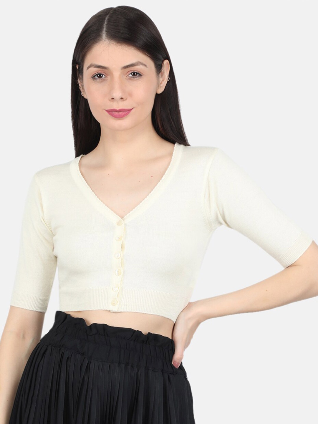 

Monte Carlo Women Off White Crop Cardigan