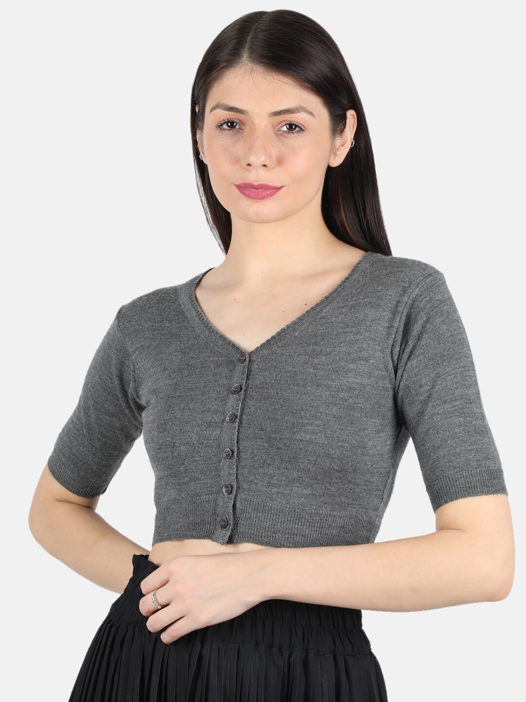 

Monte Carlo Women Grey Crop Cardigan