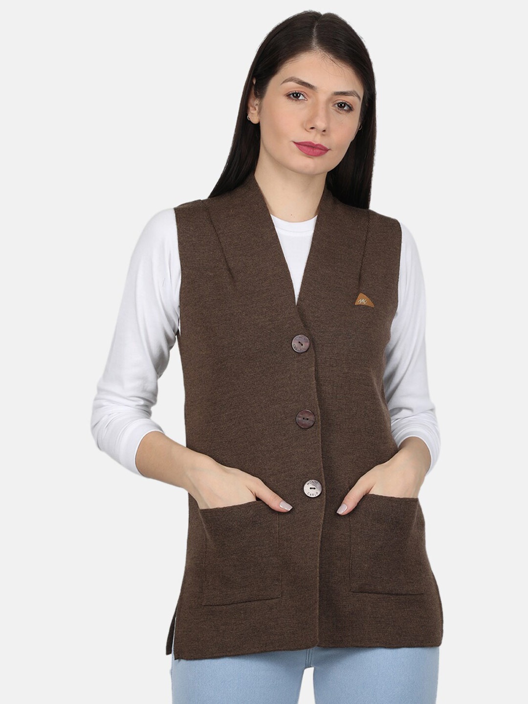 

Monte Carlo Women Pure Wool Brown Cardigan