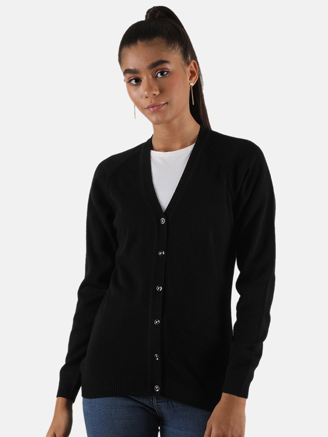 

Monte Carlo Women Black Cardigan Sweater