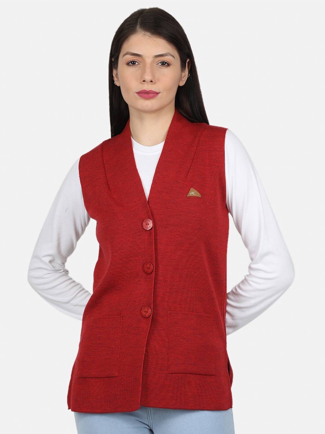 

Monte Carlo Women Pure Wool Red Cardigan