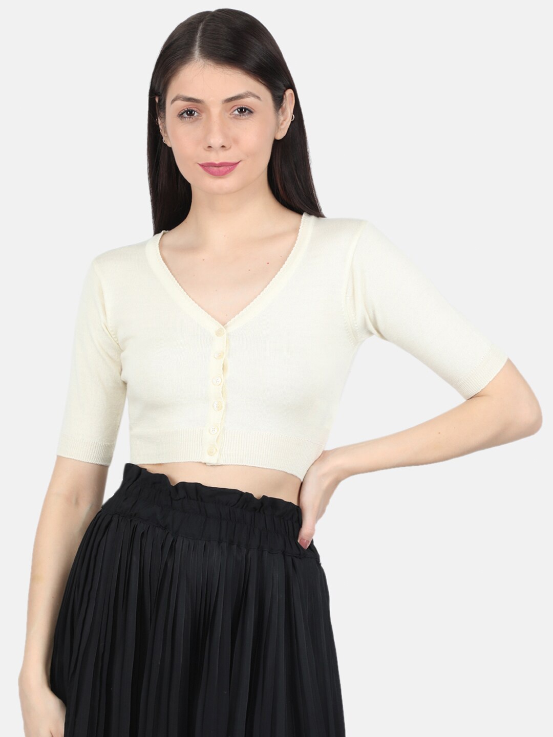 

Monte Carlo Women Off White Crop Cardigan