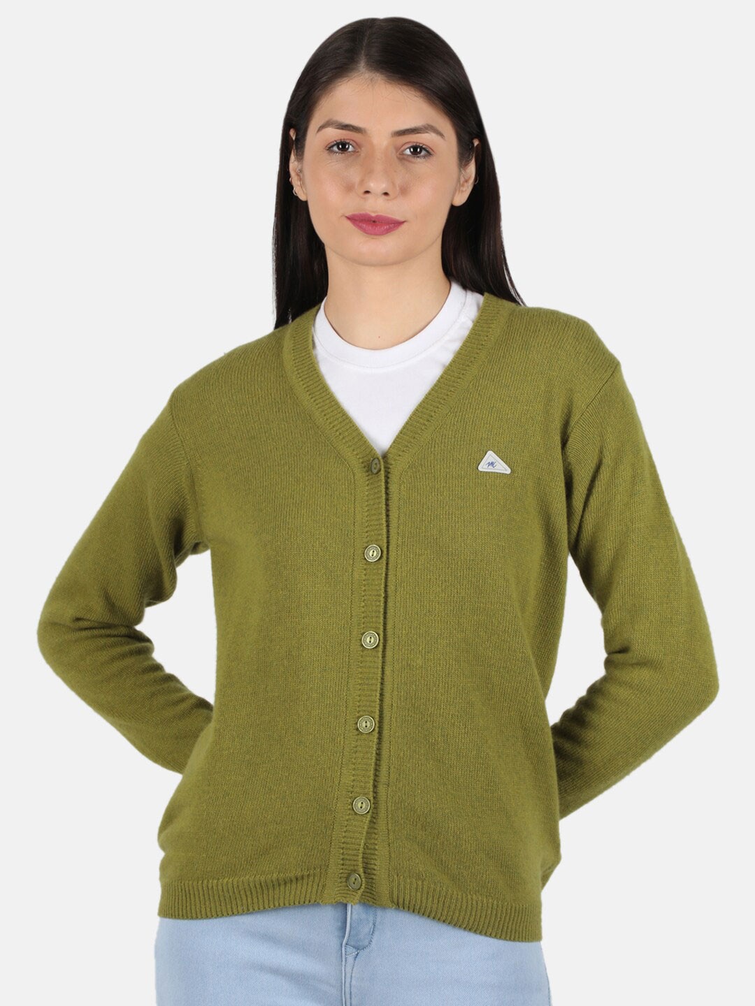 

Monte Carlo Women Green V-Neck Wool Cardigan