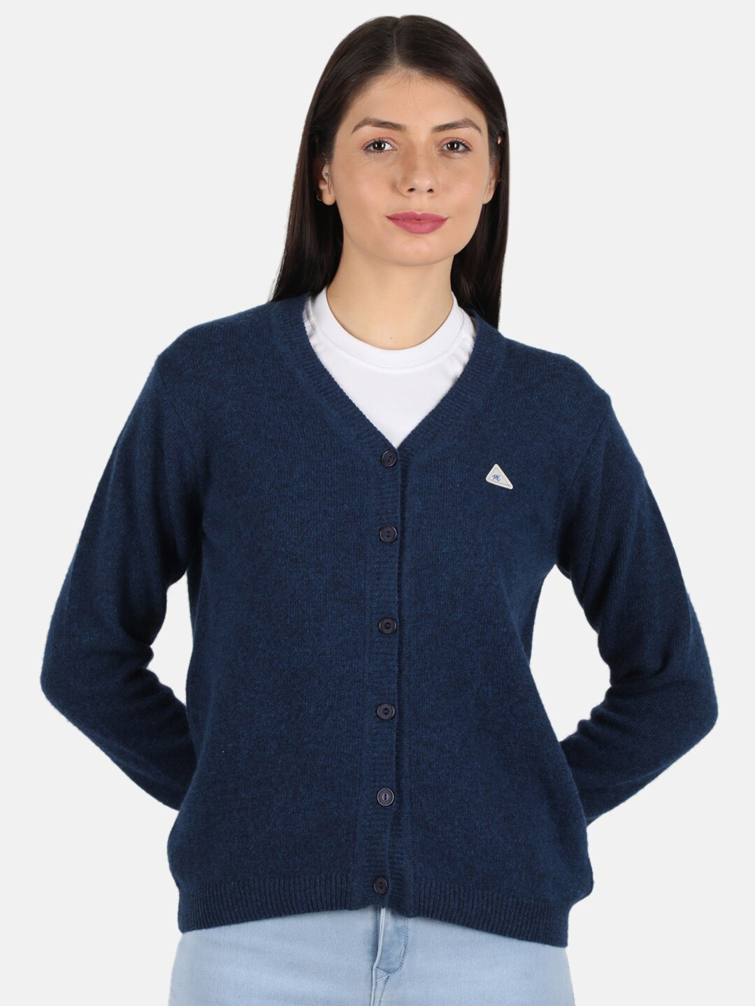 

Monte Carlo Women Blue Pure Woolen Cardigan