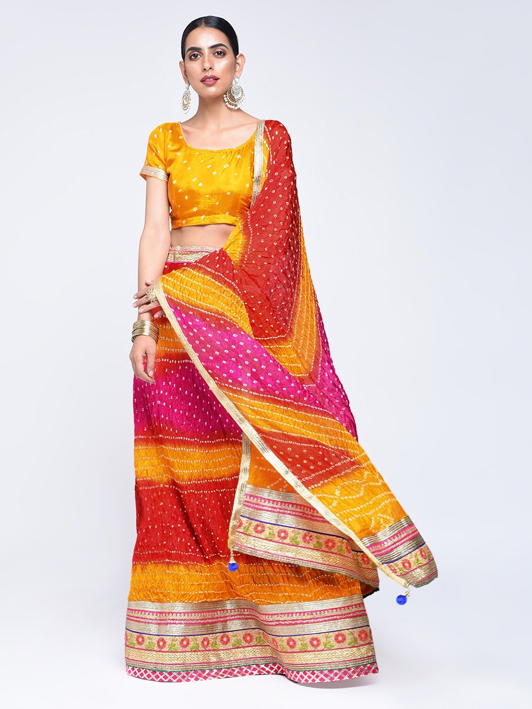 

Kastiel Embellished Sequinned Ready To Wear Lehenga & Unstitched Blouse With Dupatta, Pink