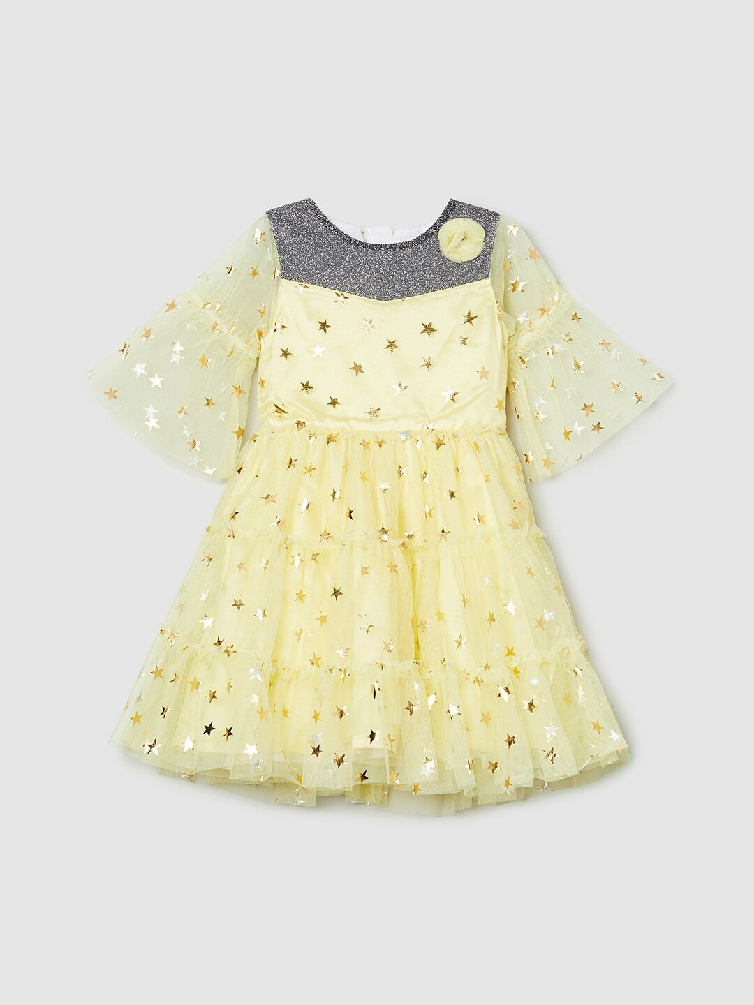 

max Girls Yellow Embellished Fit & Flare Dress