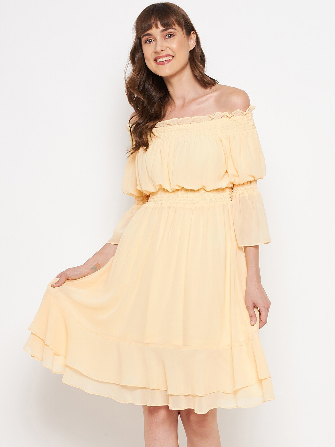 

Madame Yellow Off-Shoulder Dress