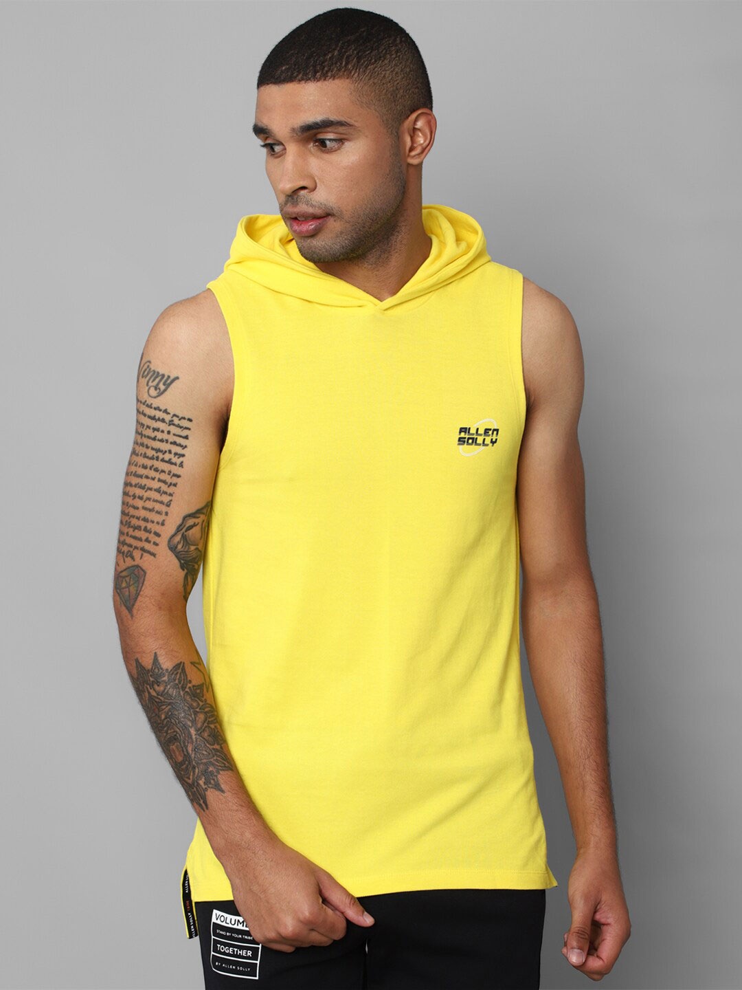 

Allen Solly Tribe Men Yellow & sunny Solid sleeveless T-shirt