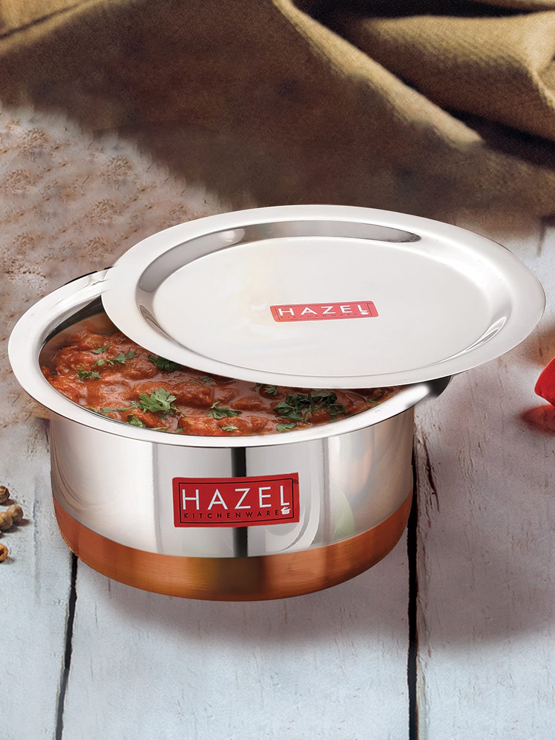 

HAZEL Silver-Toned & Copper-Toned Solid Bottom Tope with Lid
