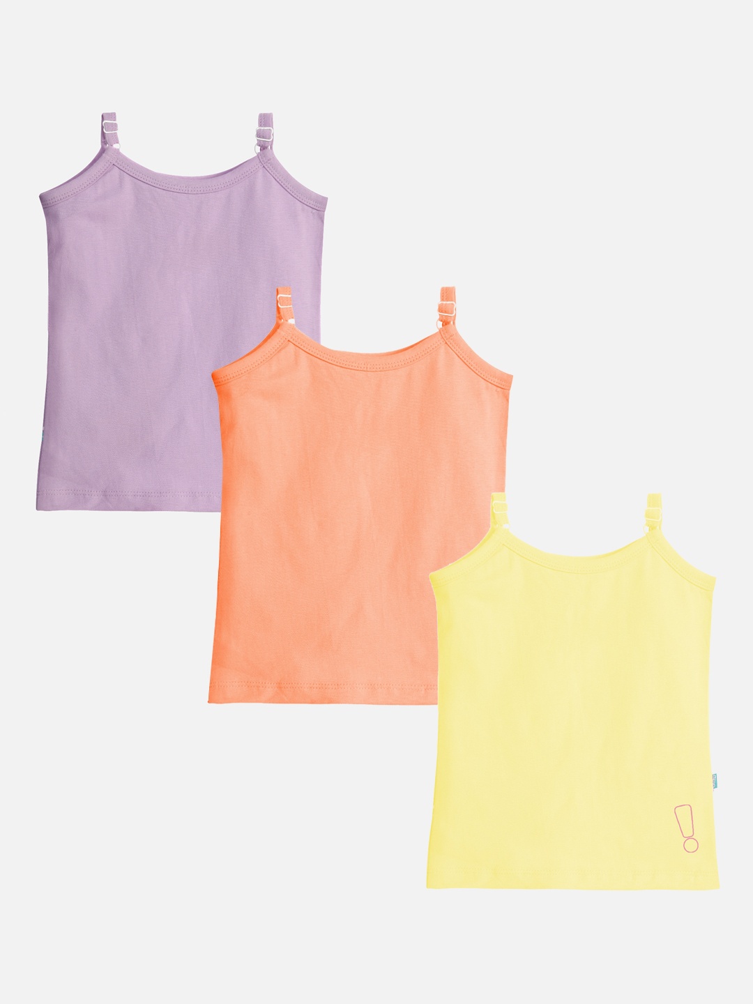 

You Got Plan B Girls Pack Of 3 Solid Pure Cotton Camisoles, Yellow