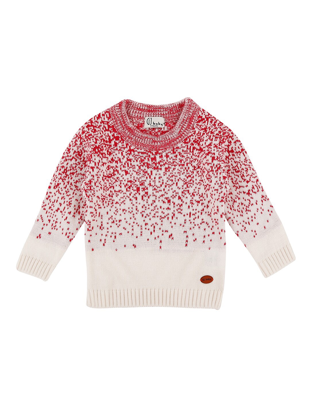 

Gini and Jony Girls Red & White Printed Wool Pullover