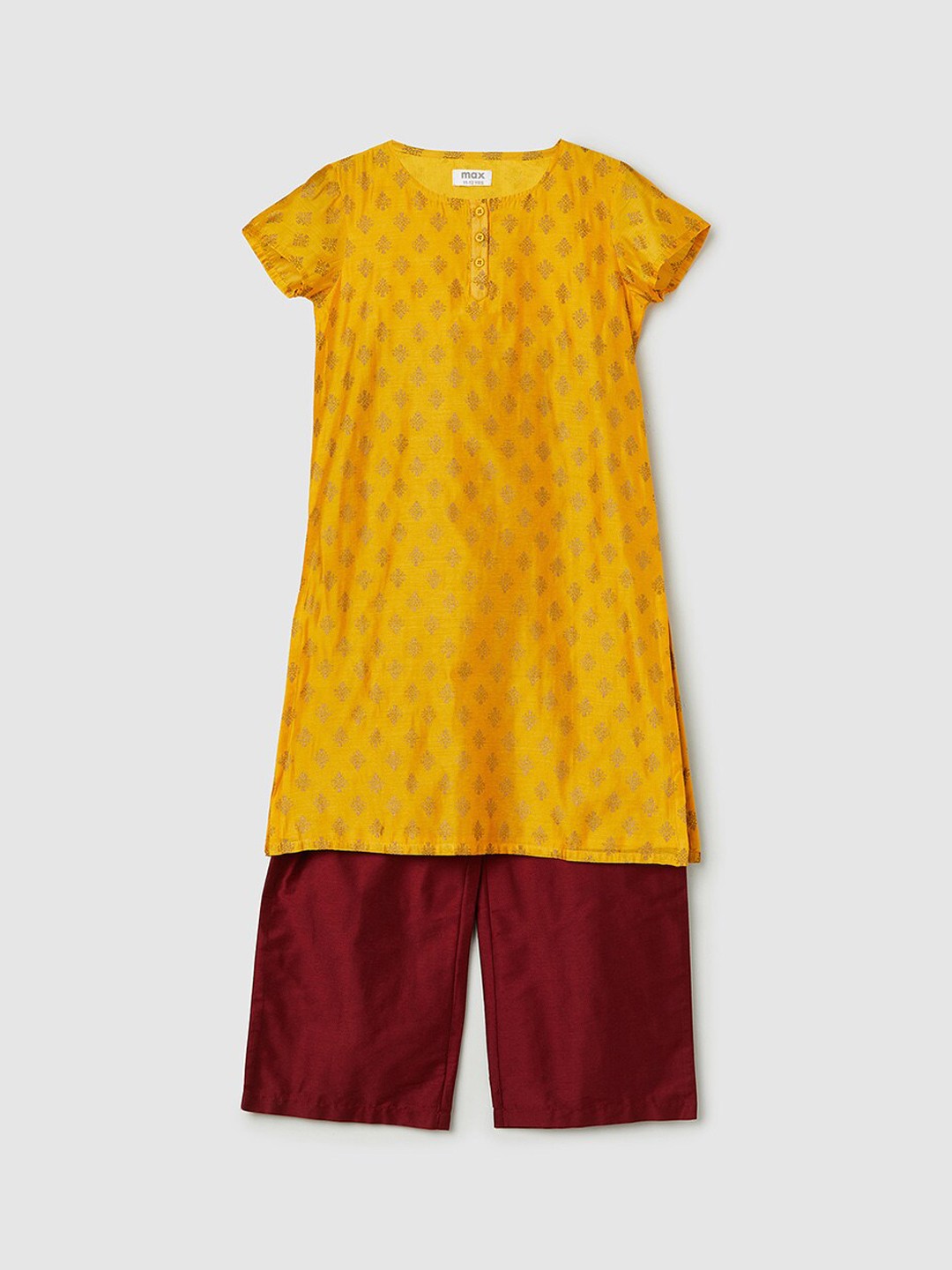 

max Girls Yellow Ethnic Motifs Printed Kurta with Palazzos