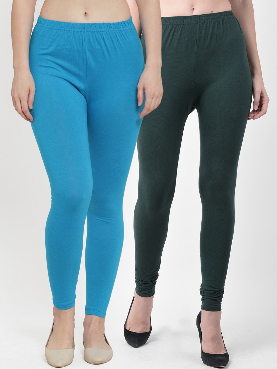 

GRACIT Women Pack Of 2 Solid Ankle Length Leggings, Green