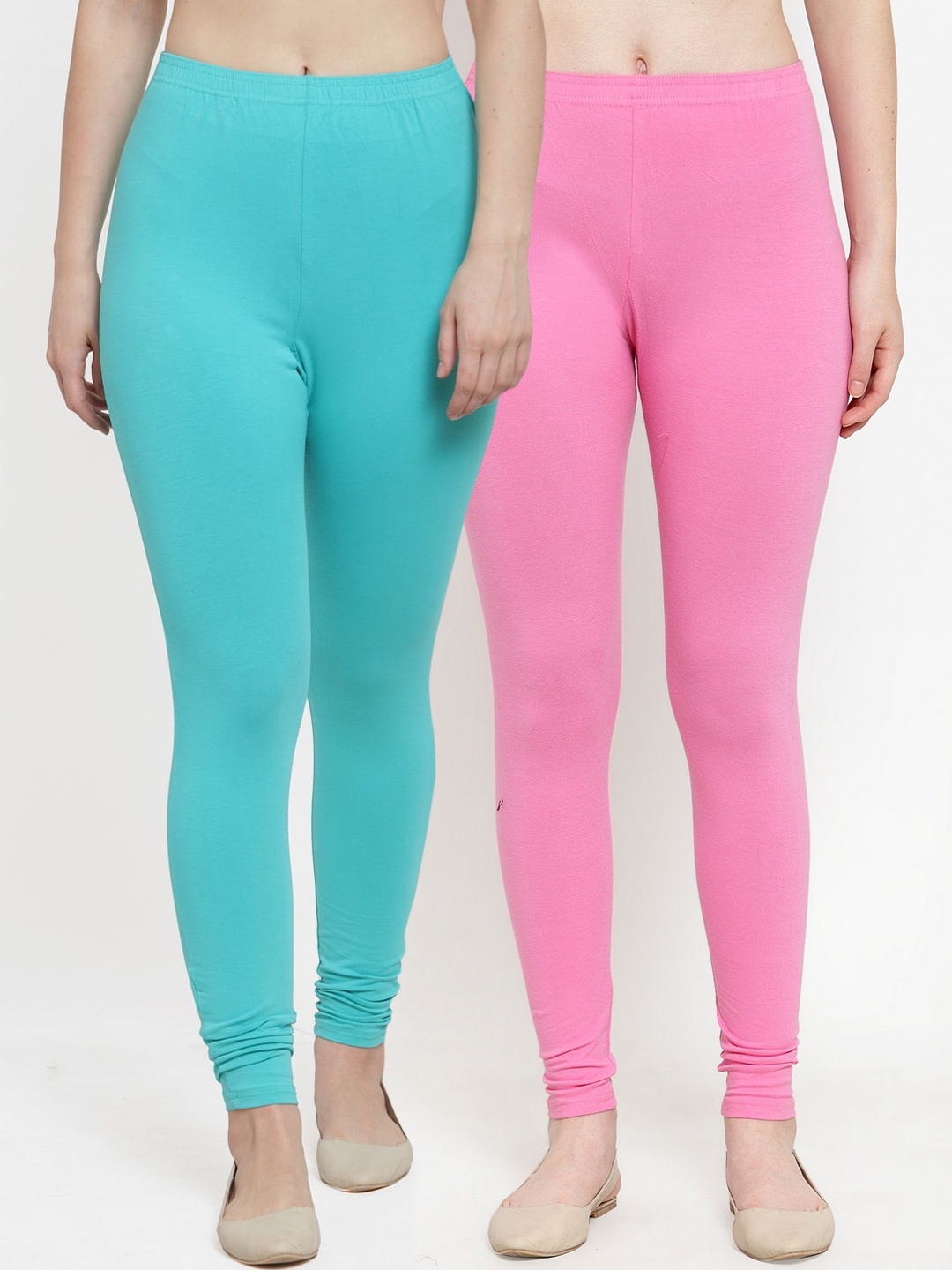 

GRACIT Women Solid Pack Of 2 Ankle Length Leggings, Pink