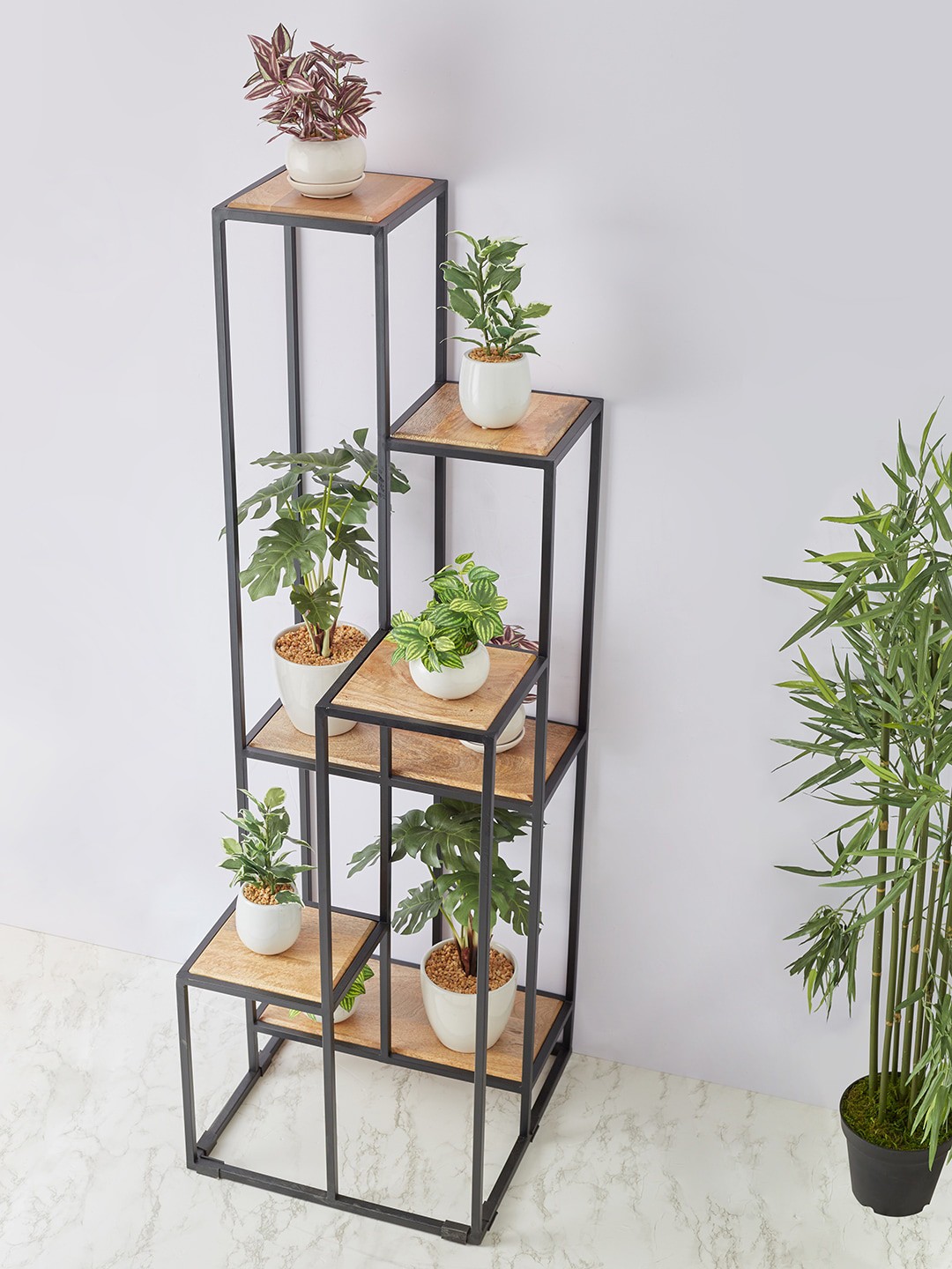 

HomeTown Black Solid Grace Metal 6Tier Planter Stand