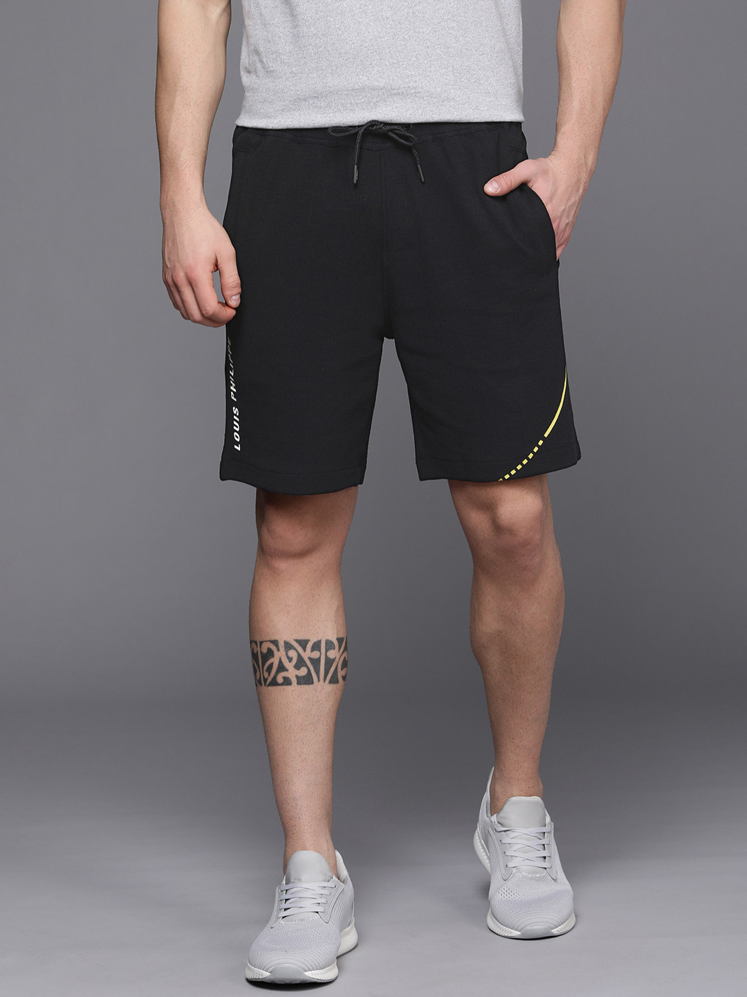 

Louis Philippe ATHPLAY Men Black Mid Rise Slim Fit Regular Shorts