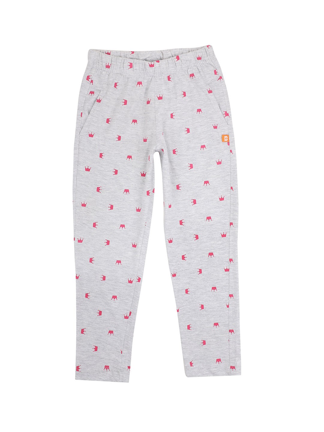 

PROTEENS Girls Grey Melange Printed Track Pants