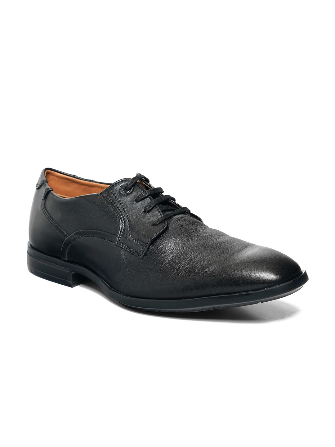 

Ruosh Men Black Solid Leather Formal Derbys