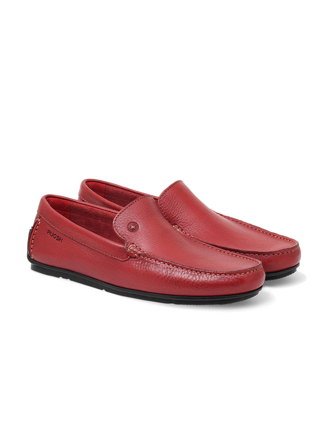 

Ruosh Men Red Textured Leather Loafers