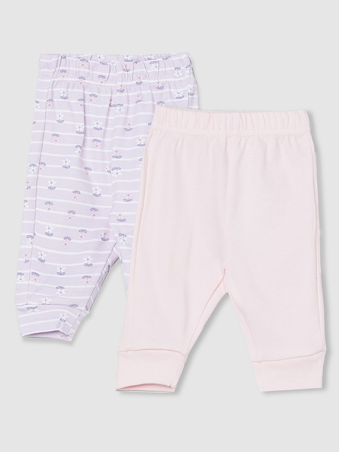 

max Infant Girls Pack Of 2 Printed Pure Cotton Joggers, Pink