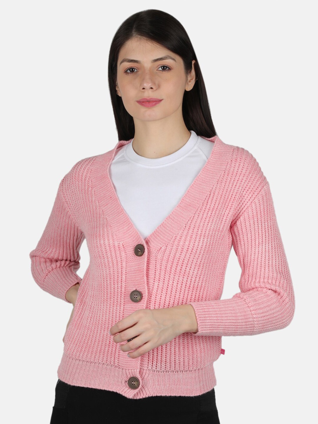 

Monte Carlo Women Pink Blend Wool Cardigan