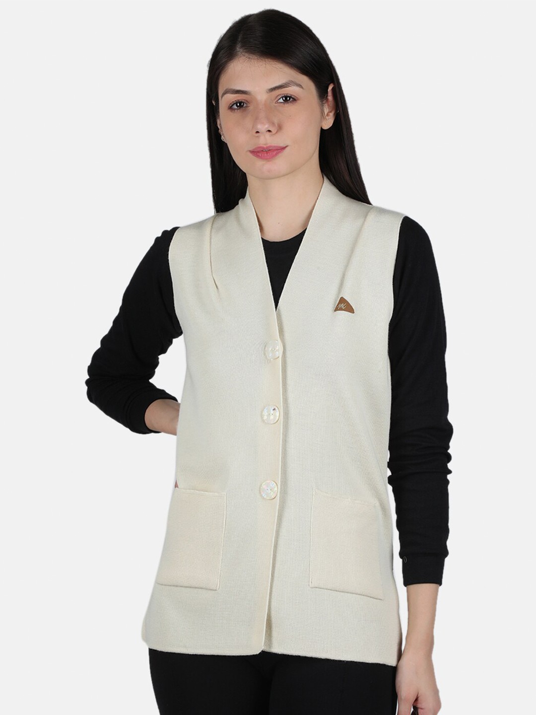 

Monte Carlo Women Off White Solid Woolen Cardigan