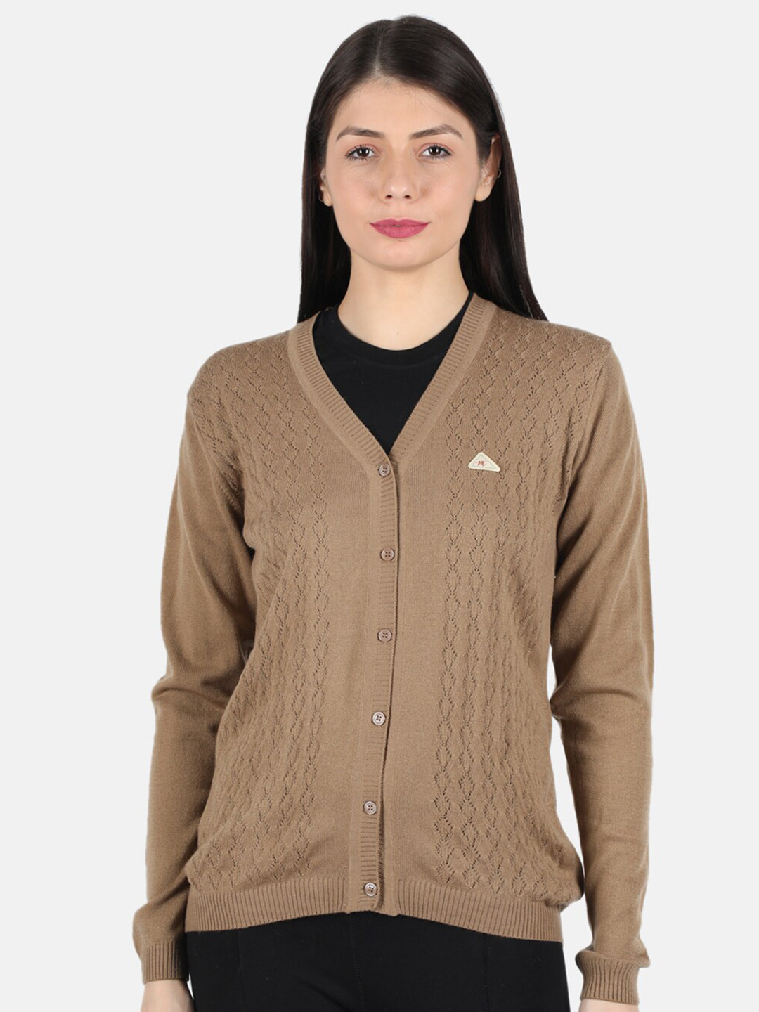 

Monte Carlo Women Brown Cable Knit Cardigan