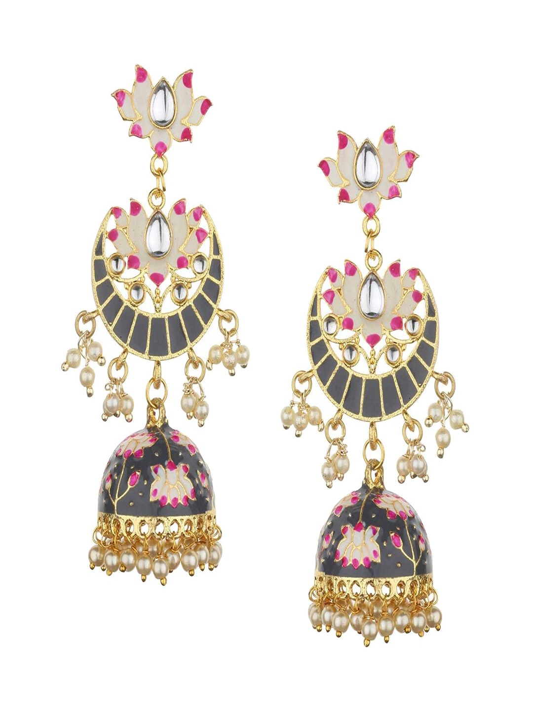 

Runjhun Grey Contemporary Jhumkas Earrings