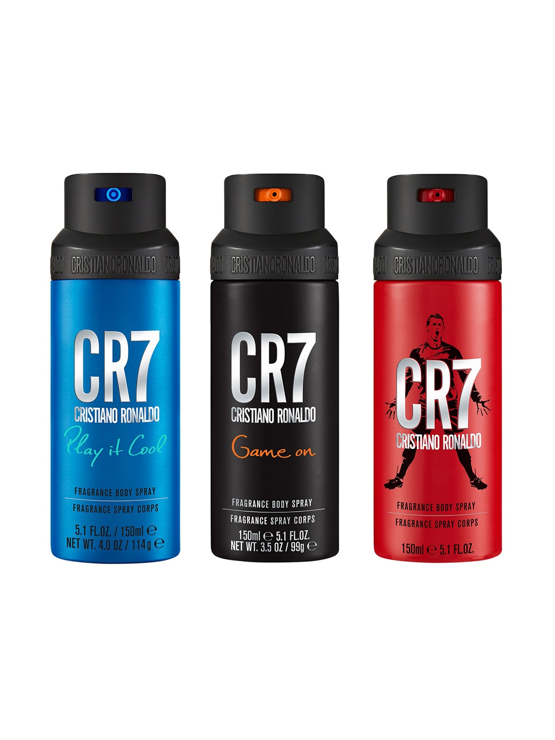 

CRISTIANO RONALDO Men Set Of 3 CR7, Game On & Play It Cool Deo Combo 450 ml Each, Red