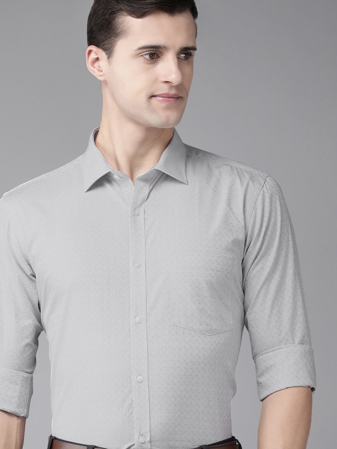 

Park Avenue Men Grey Slim Fit Pure Cotton Formal Shirt
