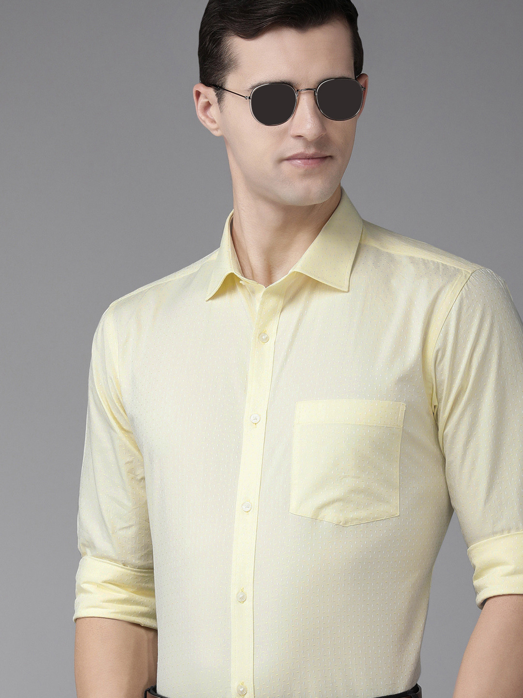 

Park Avenue Men Yellow Slim Fit Pure Cotton Formal Shirt