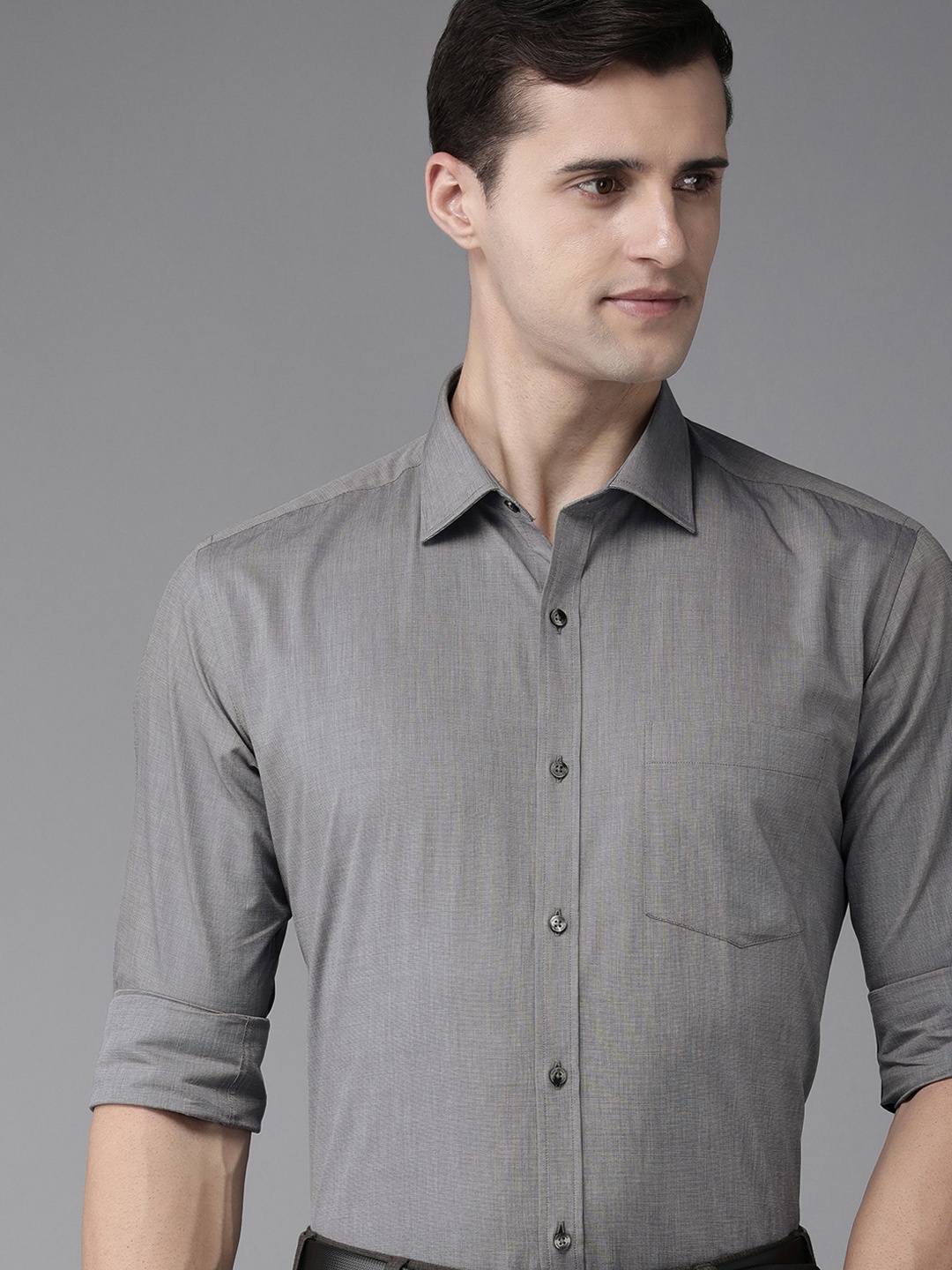 

Park Avenue Men Grey Slim Fit Pure Cotton Formal Shirt