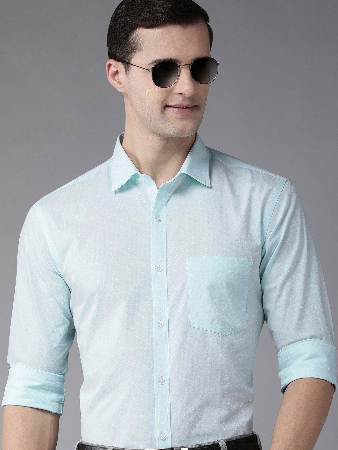 

Park Avenue Men Blue Self Design Slim Fit Formal Shirt