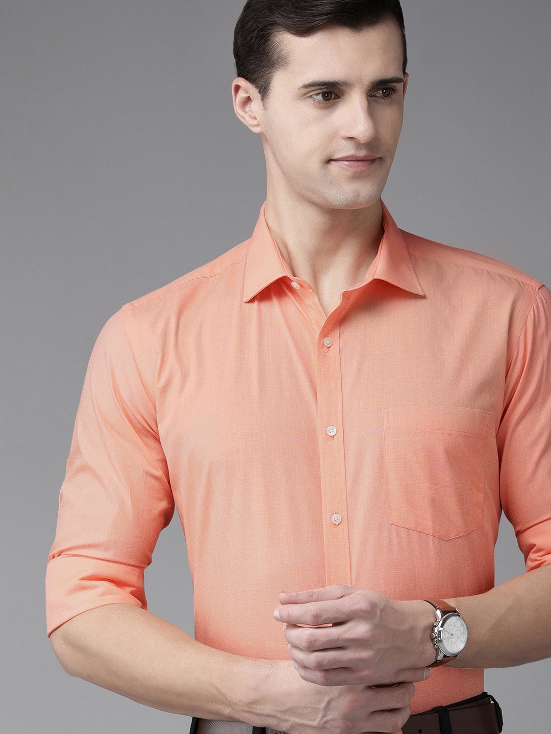

Park Avenue Men Orange Slim Fit Pure Cotton Formal Shirt
