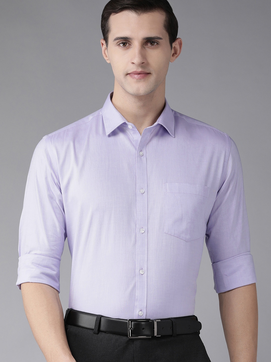 

Park Avenue Men Purple Textured Pure Cotton Slim Fit Formal Shirt