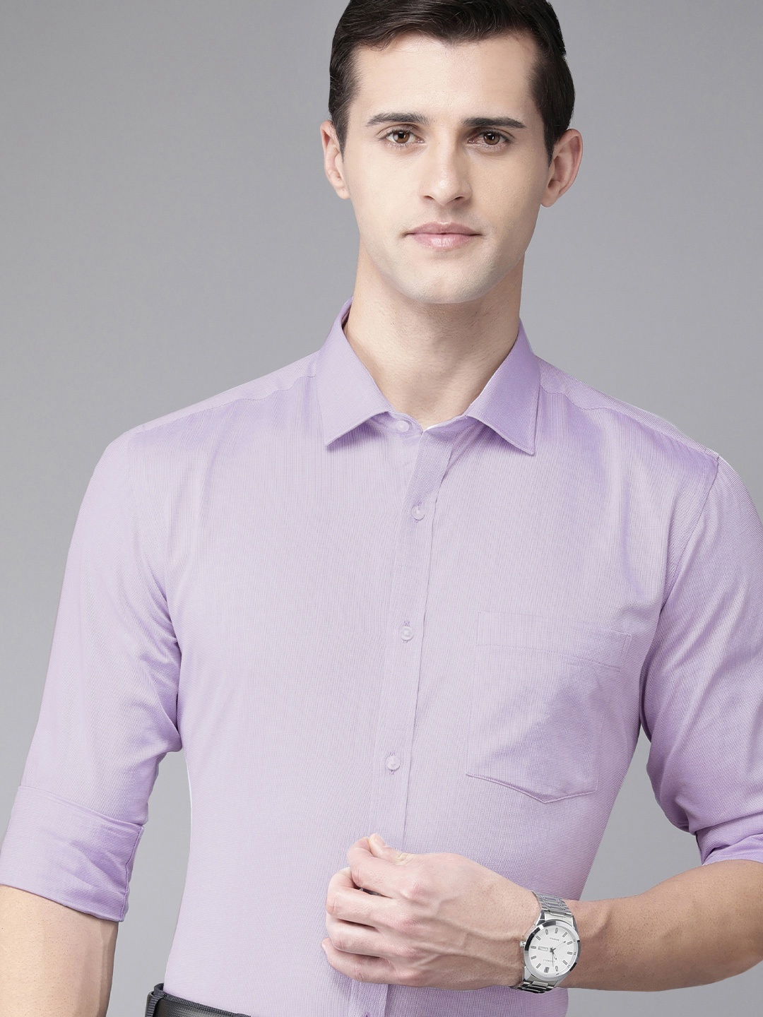 

Park Avenue Men Purple Solid Pure Cotton Slim Fit Formal Shirt