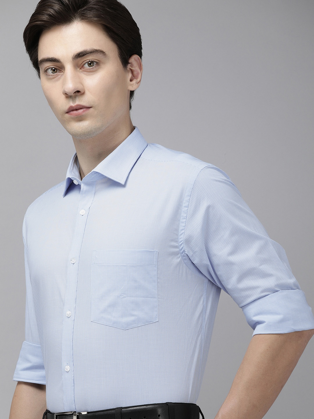 

Park Avenue Men Blue Slim Fit Micro Checks Formal Shirt