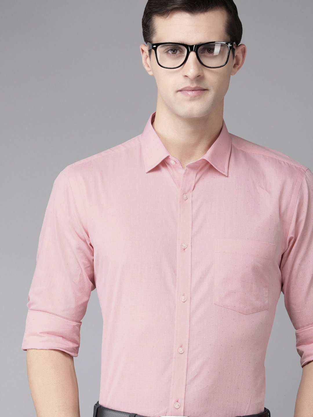 

Park Avenue Men Pink Self Design Slim Fit Pure Cotton Formal Shirt