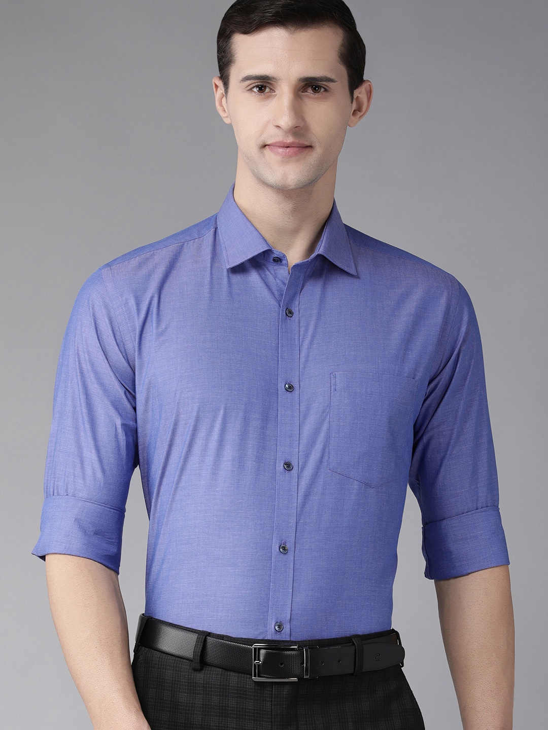 

Park Avenue Men Blue Solid Pure Cotton Slim Fit Formal Shirt