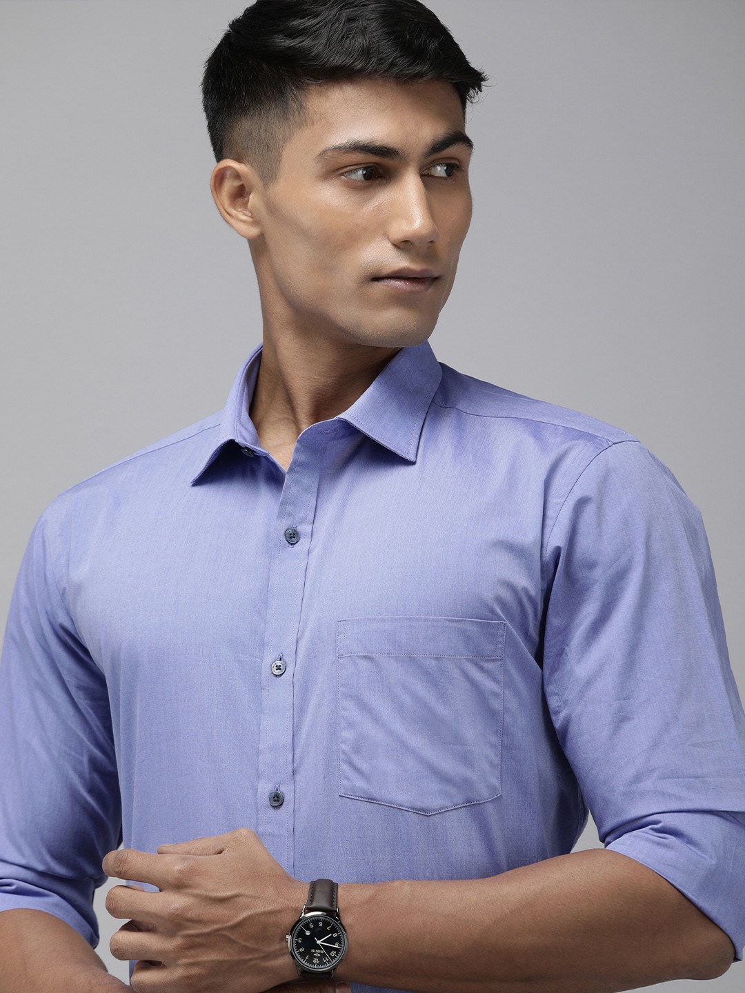 

Park Avenue Men Violet Solid Slim Fit Pure Cotton Formal Shirt